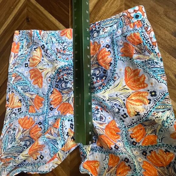 Chicos Pants Paradise Floral‎ 100% Linen Ankle Pullon Pockets Sz 1 US M Tropical - Picture 6 of 8